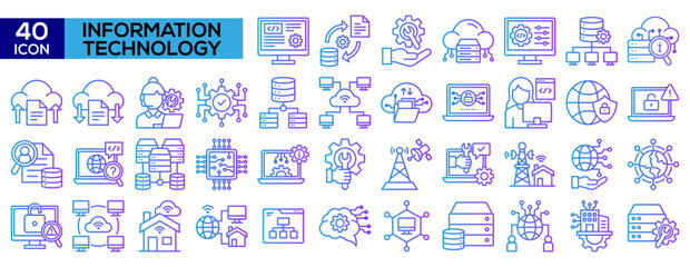 Information Technology Line Gradient Icon Collection