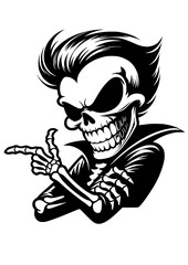 Skeleton SVG, Cool Skeleton, Skull Flower SVG, Floral Skull SVG, Bone SVG, Happy Skeleton, Halloween SVG, Scary SVG, Skeleton Silhouette, Vector, Clipart, Cut file for Cricut SVG, JPG, PNG