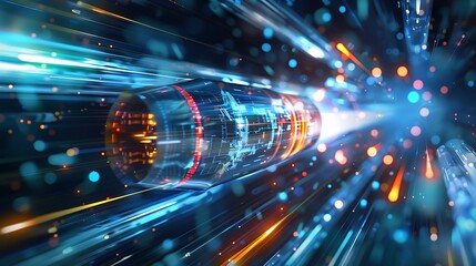 Abstract Digital Speed ​​Data Moving at the Speed ​​of Light for Modern Futuristic Technology Concept.