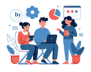 business people with network icons