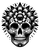 Skeleton SVG, Cool Skeleton, Skull Flower SVG, Floral Skull SVG, Bone SVG, Happy Skeleton, Halloween SVG, Scary SVG, Skeleton Silhouette, Vector, Clipart, Cut file for Cricut SVG, JPG, PNG