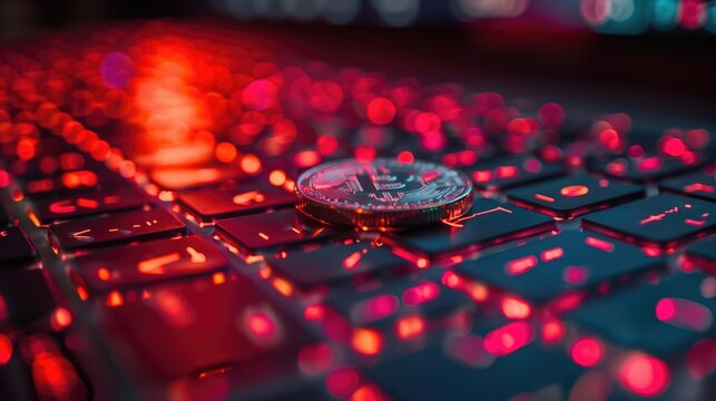 Hackers encrypting financial transactions to launder money, with sophisticated algorithms and digital currencies displayed on their screens