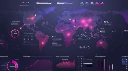 Global Network Data Visualization analysis with interconnected Digital Data Points.