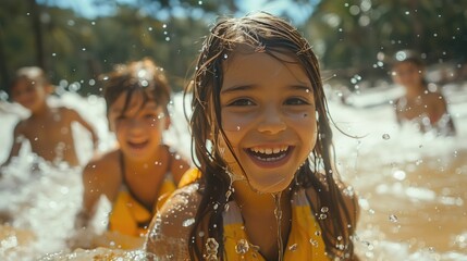 Obraz premium River Rafting. A family enjoying a thrilling river rafting adventure, navigating rapids and laughing together with excitement