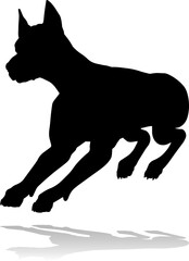 A detailed animal silhouette of a pet dog