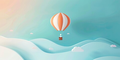 Obraz premium Colorful Hot Air Balloon Floating in a Sky Landscape