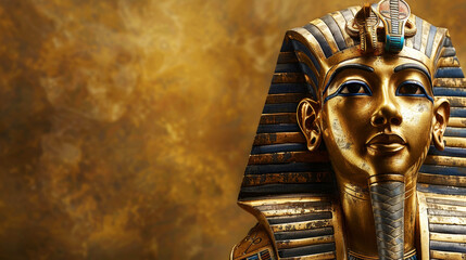 Captivating painting of Pharaoh Tutankhamun's golden burial attire on canvas