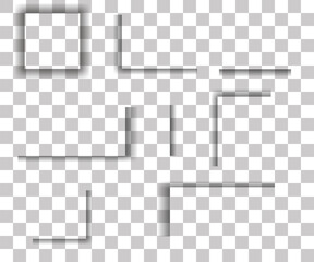 Vector  square shadows isolated. Set of shadow effects on a transparent background. Collection of vector drop shadows of wall and floor. You can use them in your illustrations.	