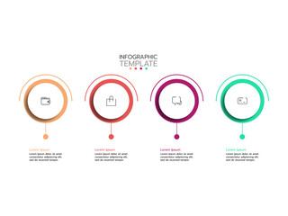 Infographic template with 4 options, steps, features or processes and business icons.
