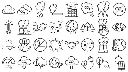 carbon dioxide line icon vector design collection with editable stroke