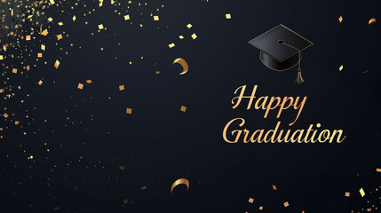 Fototapeta premium Happy graduation card with cap and diploma.