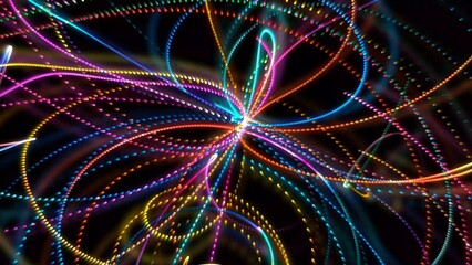 Perfect abstract background. Light stripes with rays.
Abstract glowing waves from particles and energy points magical futuristic hi-tech, abstract background. The ink in water splash paint mixes multi