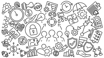 project business line icon doodle vector design collection with editable stroke