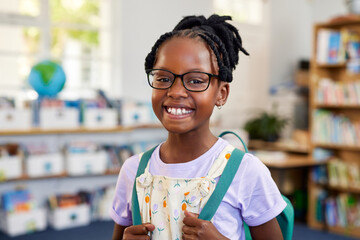 Cute african american girl wearing eyeglasses at elemetary school