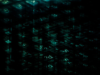 abstract computer keyboard letters and numbers
