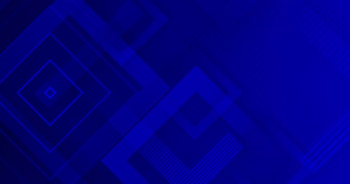 4k Bright navy blue animated abstract background with squares. Trendy modern dynamic diamond pattern. 3d cover of business presentation banner for sale event night party. Seamless looped animation. 