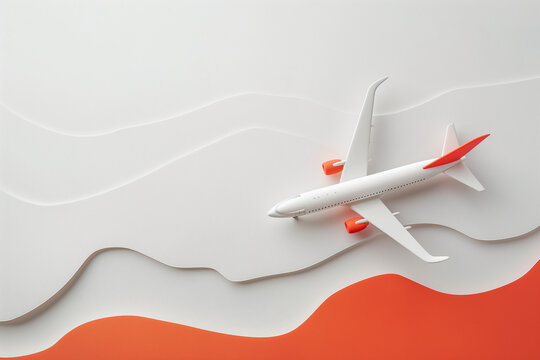 minimalist background for a business presentation with airplane theme with red colors