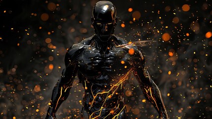 Black Robot Figure In Sparks