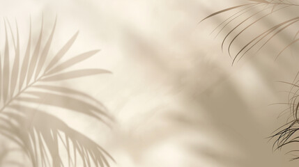 Palm leaves on beige background