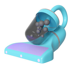 3d electrical vacuum cleaner for sucking up dirt and killing germs, get rid of dust mites isolated. 3d illustration render