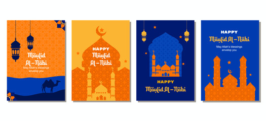 Set of Mawlid al Nabi Card for a poster banner, cover template, social media template
