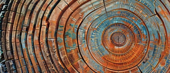 Panoramic close-up, high detail scan of pine tree rings texture, Generative AI