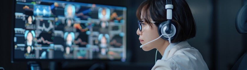 Fototapeta premium Businesswoman giving virtual presentation via video call