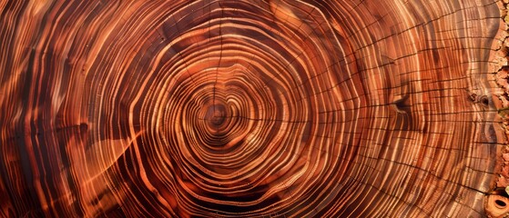 Panoramic close-up, high detail scan of redwood tree rings texture, Generative AI