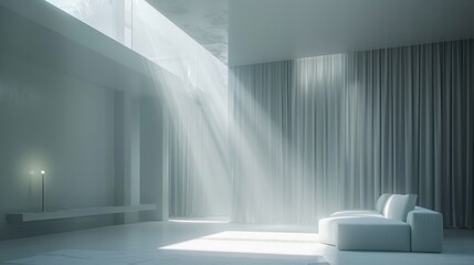 Fototapeta premium A white room with a couch and a lamp