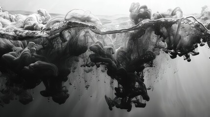Dark ink splashing into clear water, capturing a moment of contemplation and introspection