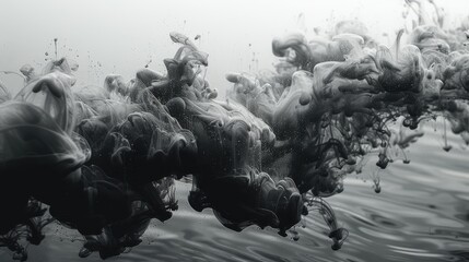 Dark ink splashing into clear water, capturing a moment of contemplation and introspection