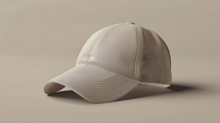 A realistic mockup image of a baseball cap in neutral color, perfect for adding custom branding or logo 