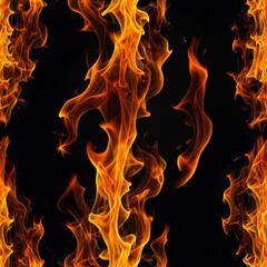 Fire flames on black background
