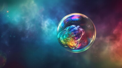 Fototapeta premium A colorful bubble floating in space