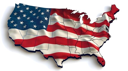 usa united state of america country map with flag