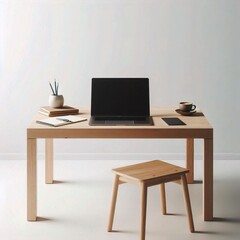 Fototapeta premium office desk with computer isolate on the white background