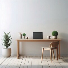 modern interior, desk with typewriter isolate on the white background