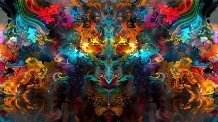 Obraz premium Abstract Colorful Painting With Symmetrical Design