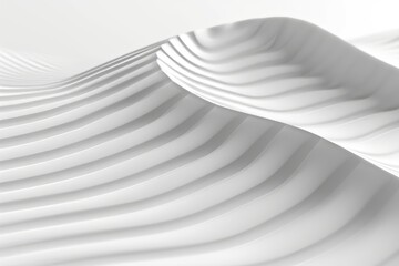 Abstract White Waves Background. Smooth Wavy Lines Pattern. Modern Minimalistic Design. 3D Rendering