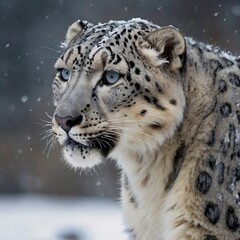 Fototapeta premium white snow leopard
