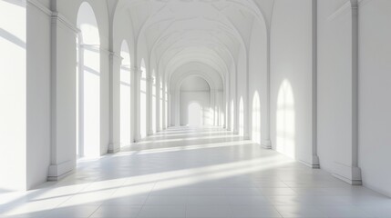 Obraz premium A large, empty, white room with a lot of windows