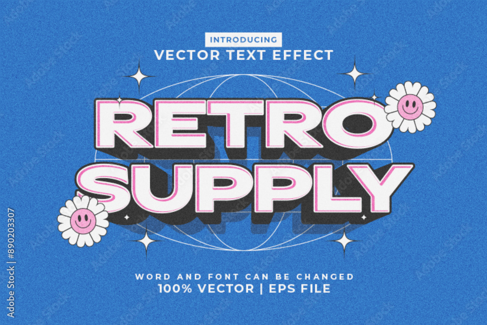 Fototapete editable text effect retro 3d style premium vector