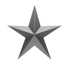 Étoile grise en papier , fond blanc 