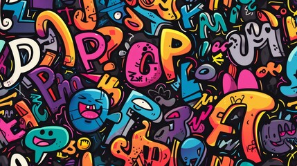 Colorful graffiti wall. Abstract, grunge, wallpaper background texture. Urban modern art and creativity concept. Creative painting / drawing.