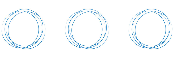 Set hand drawn pencil or marker round circles line sketch set. Circular scribble doodle oval. Highlight circle frames. For message note mark design element. Vector illustration. Transparent background