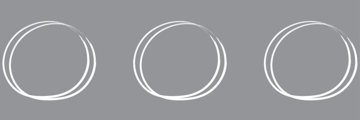 1. Abstract grunge frames and borders elements. Vector abstract hand drawn pencil set scribble ellipses and ovals on white background. Doodle sketched highlight circles or rings. Pen hand drawing.