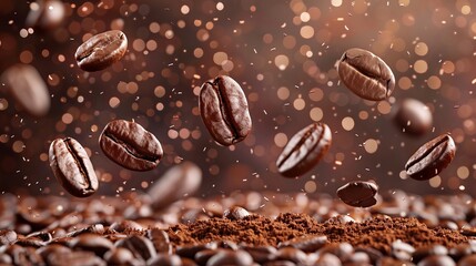 Coffee Beans Falling on Ground