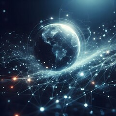 Obraz premium Glowing Earth in Space with Stars and Digital Effects