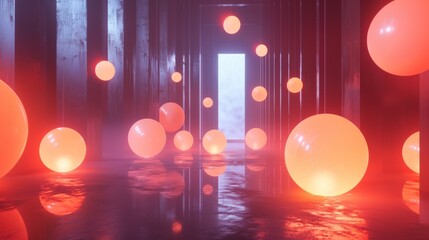 A room filled with red and orange balls