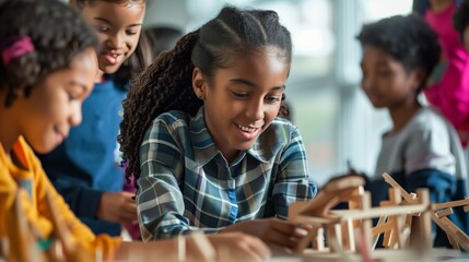 Show students engaging with materials through hands-on activities, experiments, and teamwork.